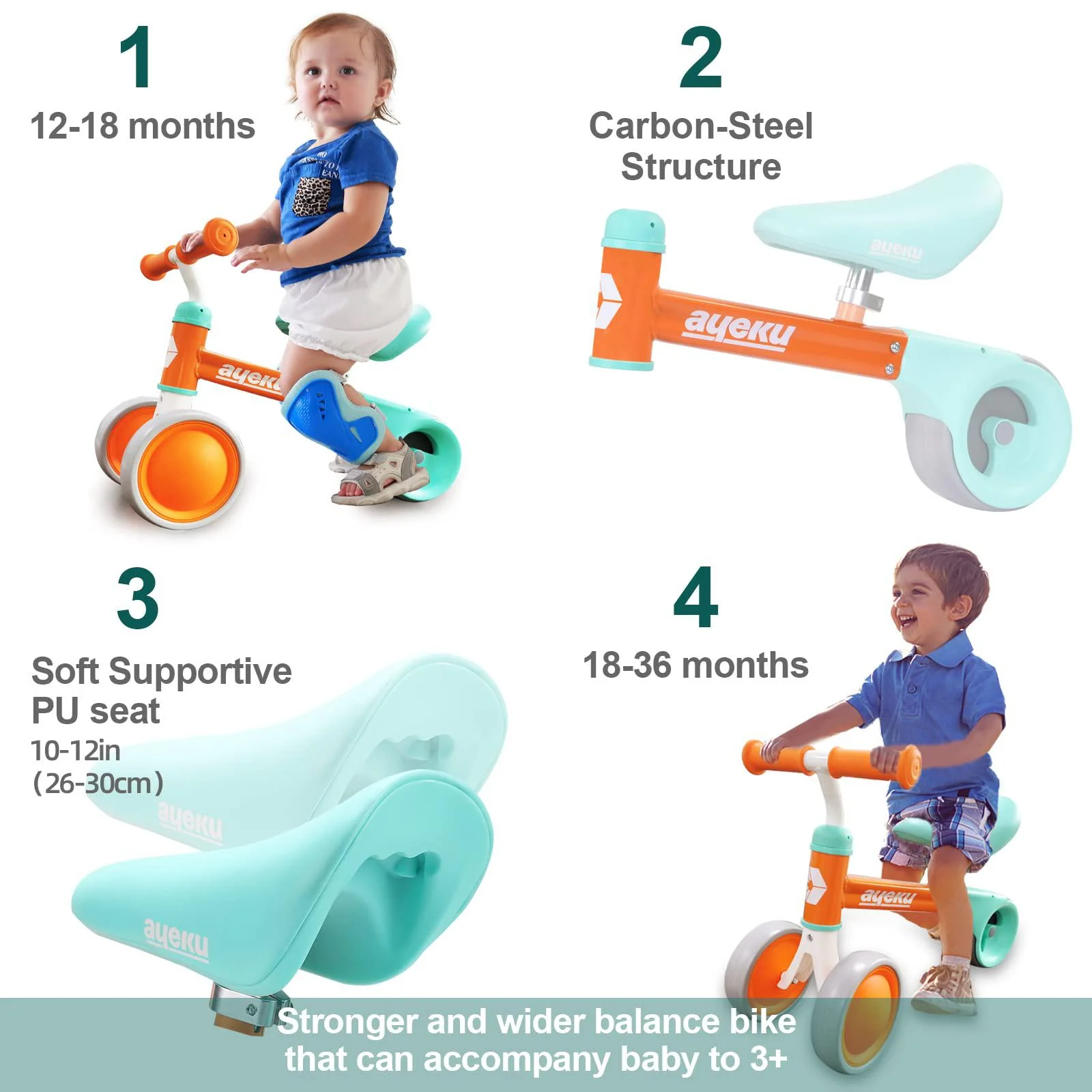 ayeku baby balance bike toys 1 year old gifts boy girl, safe with wider wheel safer,baby first bike birthday gifts, baby girl