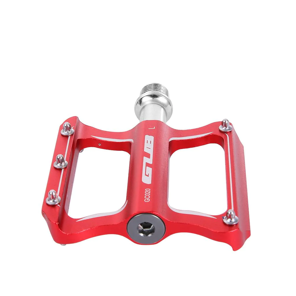 Kotyreds 2pcs GUB GC020-DU Aluminum Alloy Folding Mountain Bike Baring Pedals(Red)
