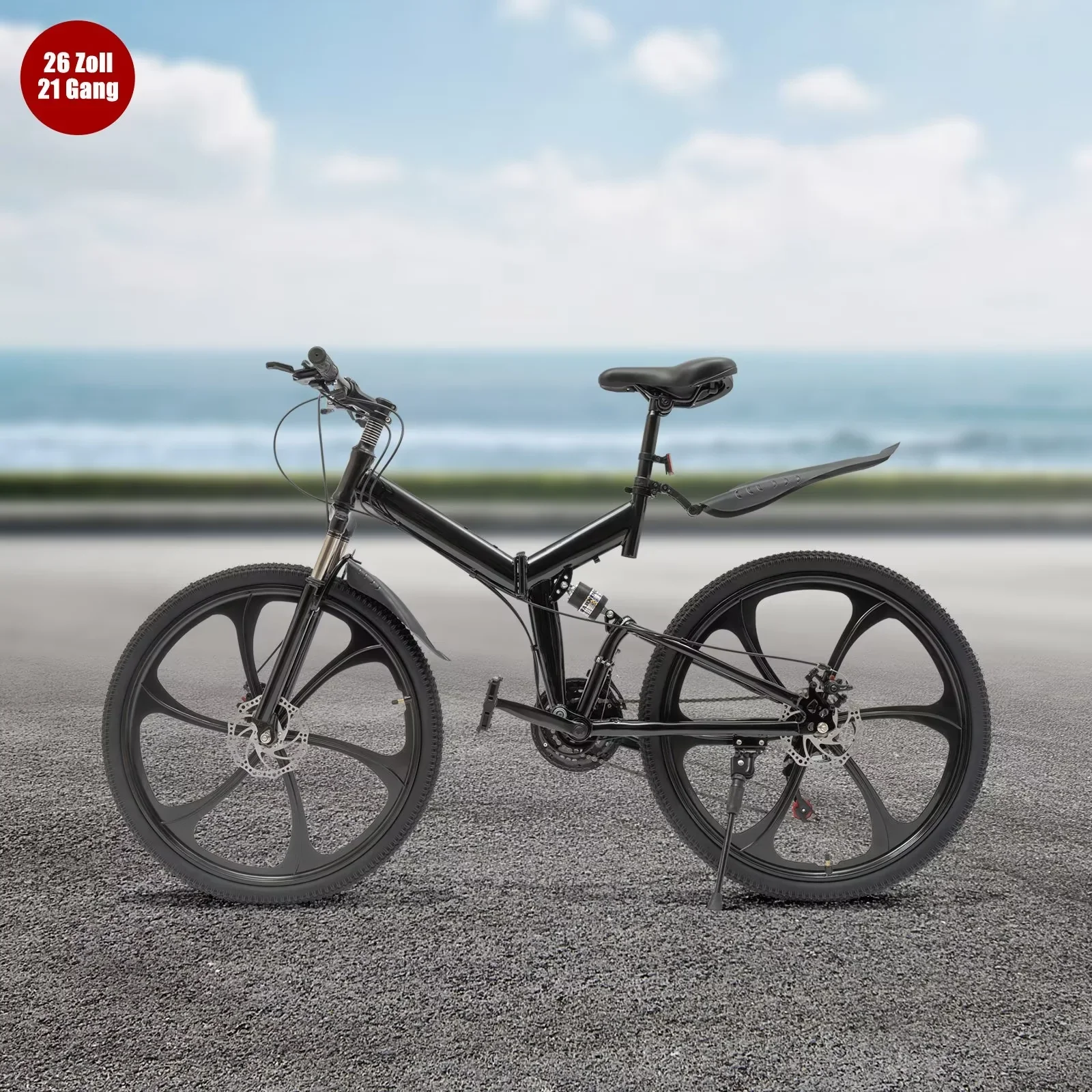 TFCFL 26in Folding Mountain Bike 21-Speed Bicycle Women Men Full Suspension MTB Bike