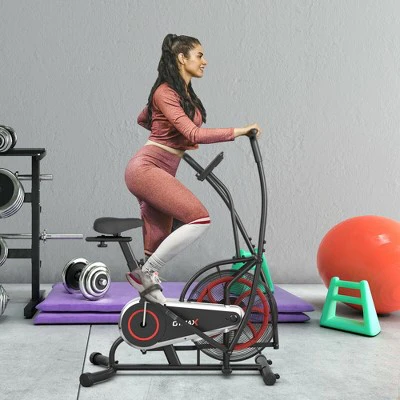 Costway Unlimited Resistance Airdyne Bike Fan Exercise Bike with Clear LCD Display