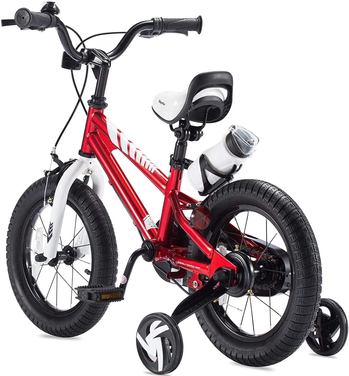 Royalbaby Freestyle 14 In Red Kids Bike Boys and Girls Bike Two hands brakes