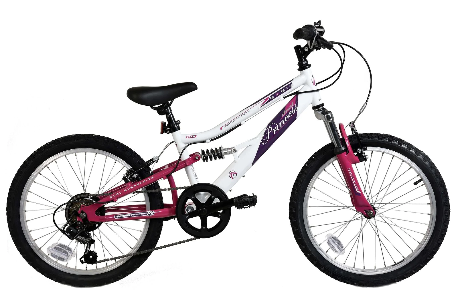 Basis Princess 20" Girls Bicycle Kids Mountain Bike Dual Suspension MTB White