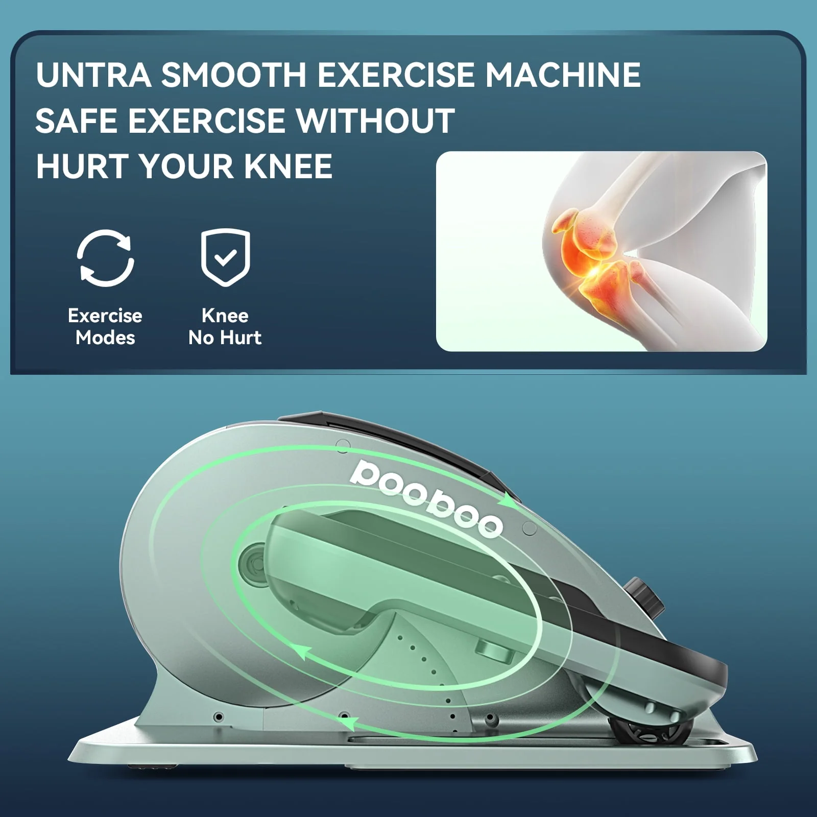 Pooboo Professional Under Desk Magnetic Elliptical Machine with Foot Massage Fully Assembled Quiet Seated Adjustable Resistance Foot Pedal Exerciser