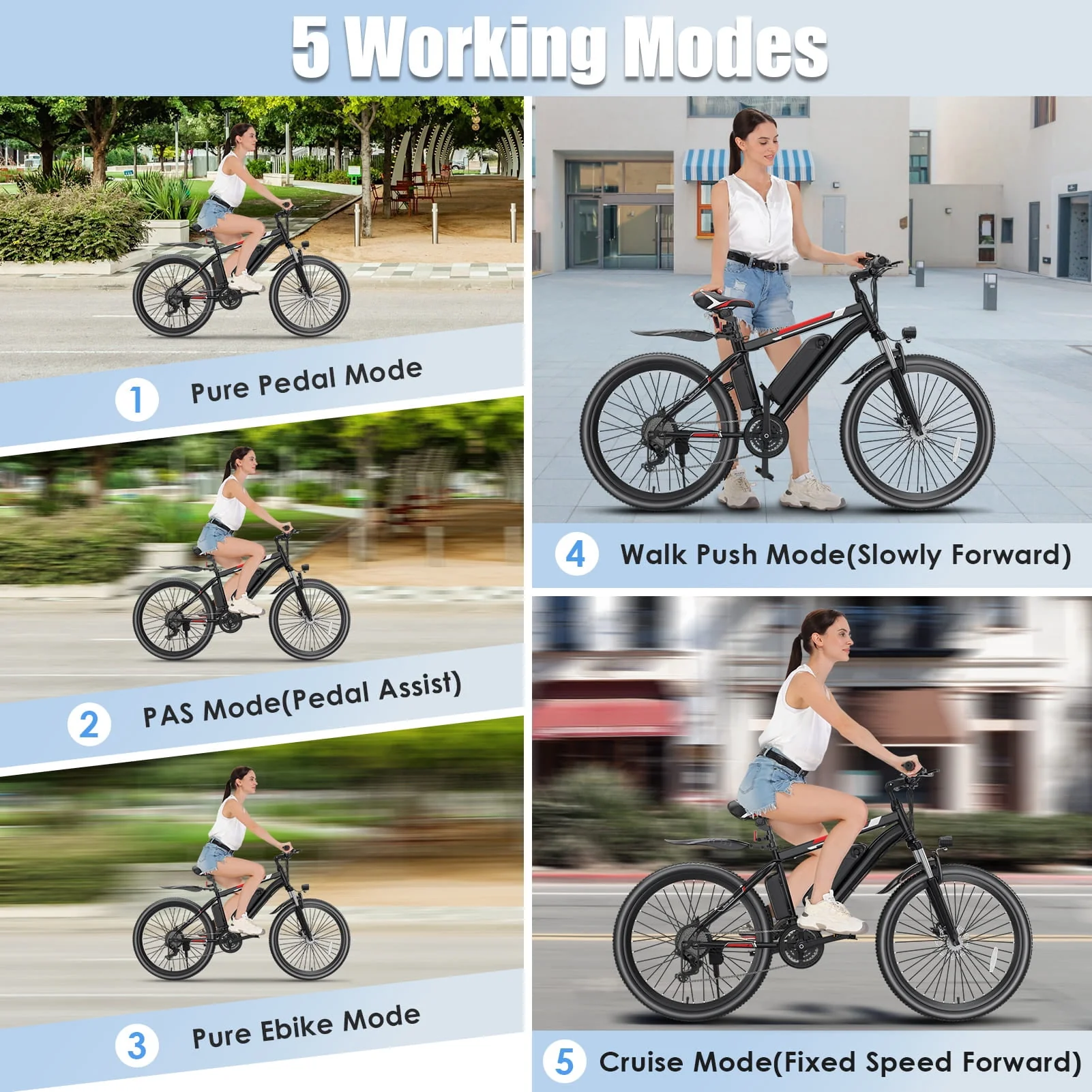 Elifine 500W Electric Bike for Adults, 26