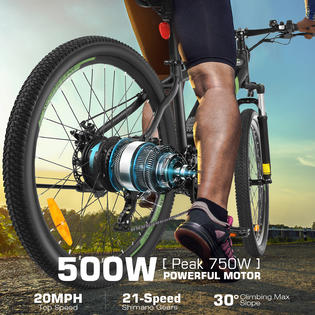 Ancheer 500W Adults Commuter E-Bike 27.5&s;&s; Mountain Bike,3 hours Fast Charge,48V Class 2,Removable 10.4Ah Battery,Colorful LCD Display