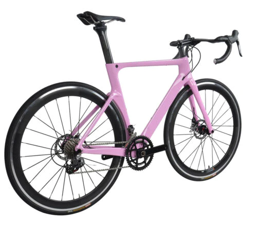 52cm Road Bike Full Carbon Disc Brake 700C Race Frame Alloy Wheels Clincher Pink