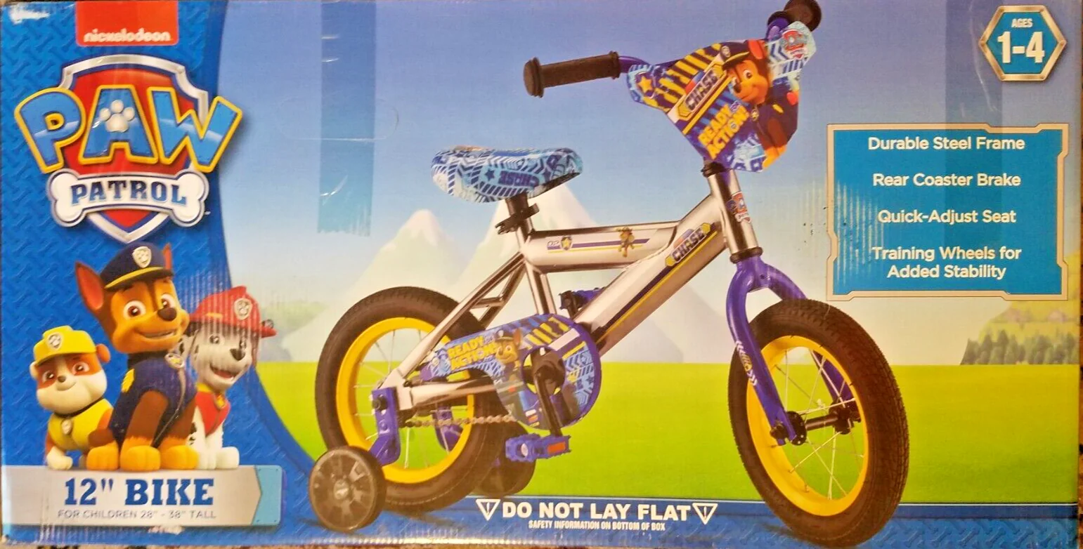 Paw Patrol CHASE Kids Bike, 12"in Wheels, Ages 1-4, Blue NRFB Children's Bicycle
