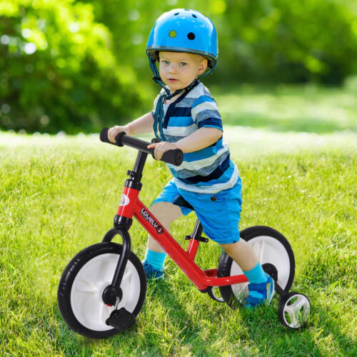 HOMCOM Kids Balance Training Bike Toy w/ Stabilizers For Child 2-5 Years Red
