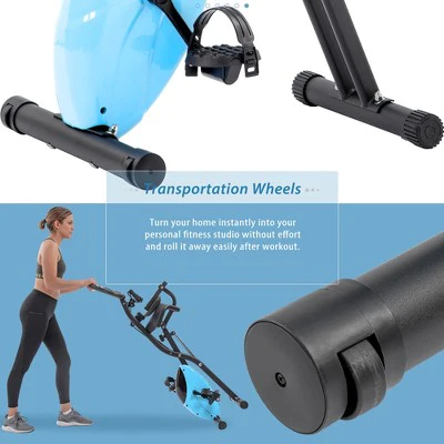 Folding Exercise Bike with 10-Level Adjustable Resistance, Arm Bands and Backrest-ModernLuxe