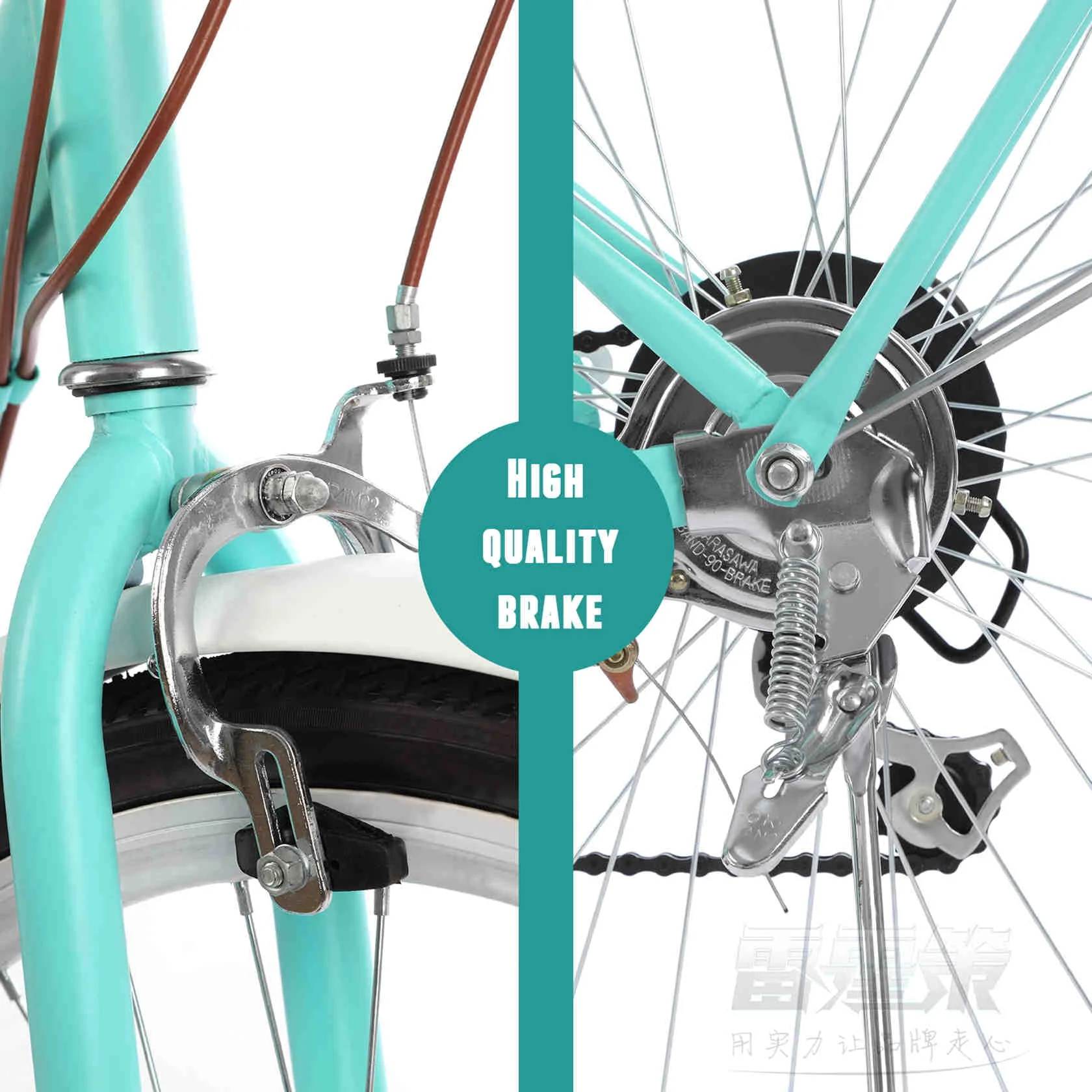 Dinling 24-Inch Beach Cruiser Bike for Women,Shimano 7 Speed,Green