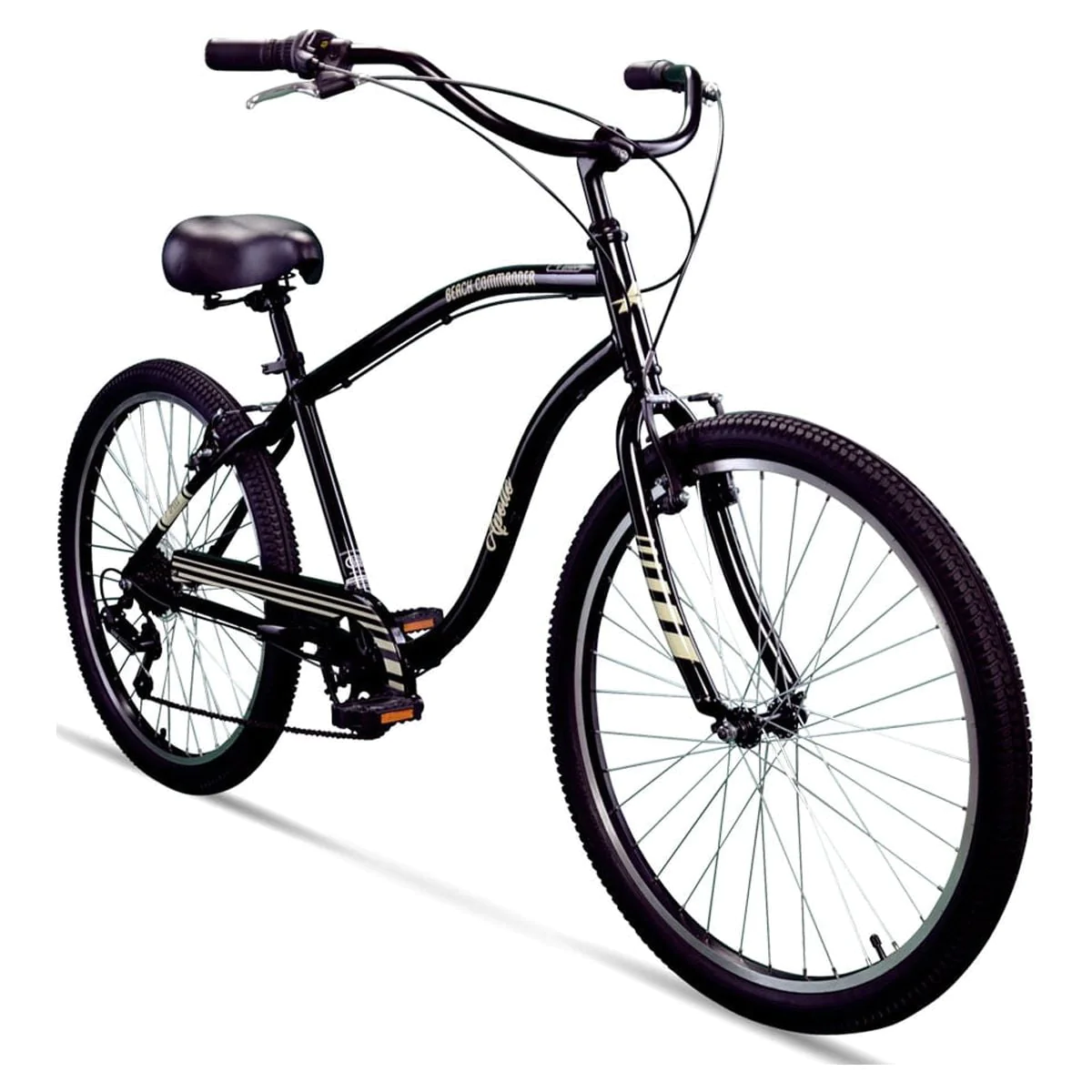 APOLLO Beach Commander 26 Inch 7 Speed Adult Cruiser Bike, Black,