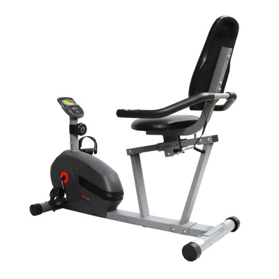 Sunny Health & Fitness Magnetic Smart Recumbent Battery Exercise Bike - Black