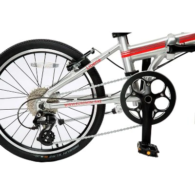 ZiZZO Liberte 8-Speed Aluminum 20" Folding Bike - Silver Red
