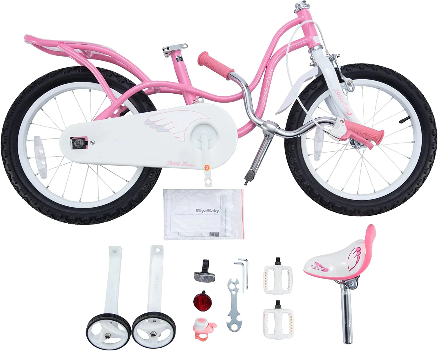Royalbaby Little Swan Pink 14 Girl's Bicycle with Training Wheels and Basket