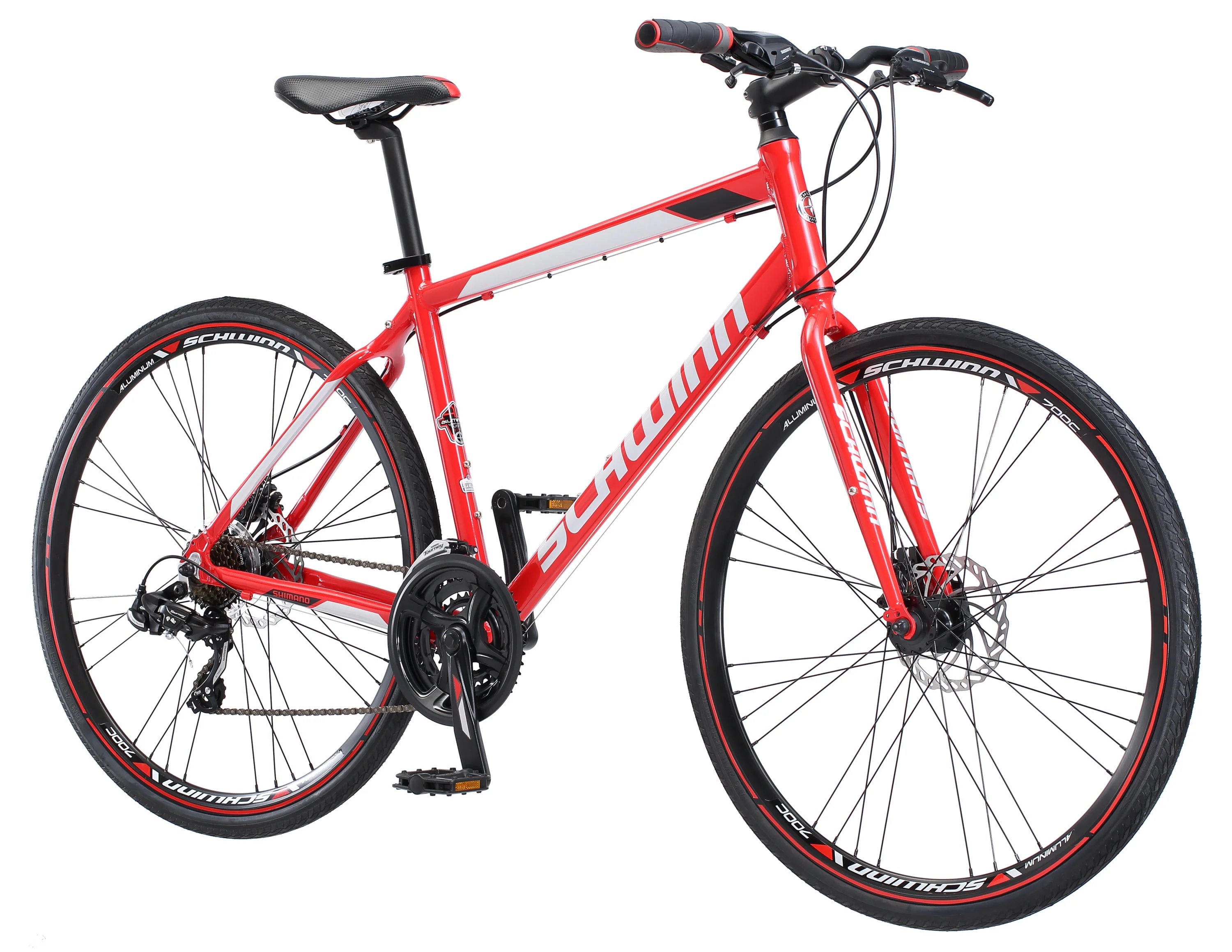 Kempo Hybrid Bike, 700c Wheels, 21 Speeds, Mens Frame, Red