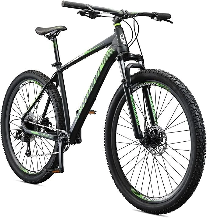 29 inch Schwinn Boundary Mountain Bike, Front Suspension, 7-Speed, Black/ Green