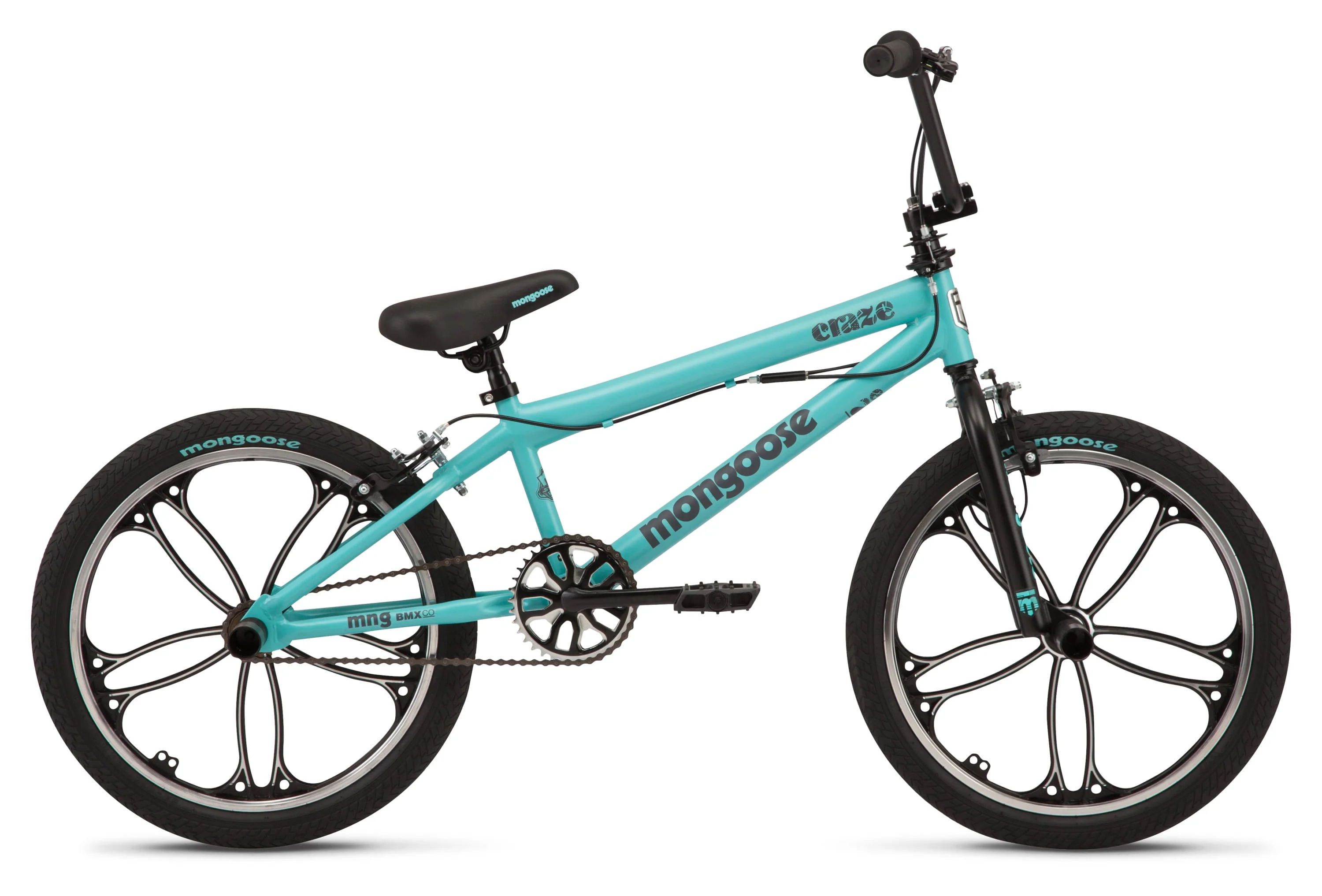 Mongoose Craze Boys and Girls 20 inch Kids BMX Bike, Ages 6+, Black and Mint