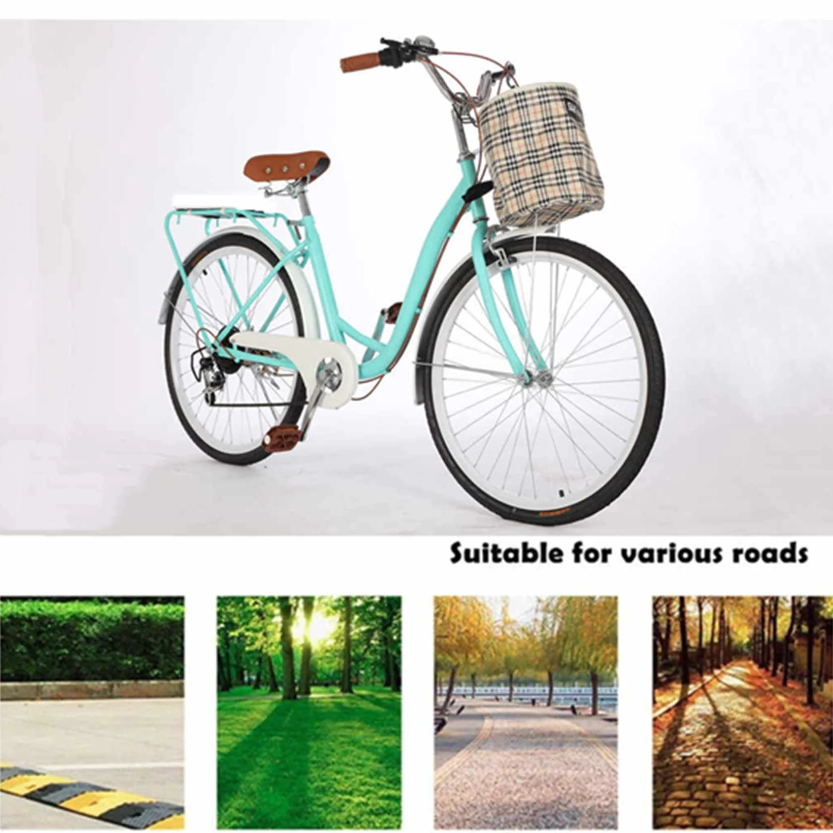 Dinling Women's Cruiser Bikes,26 inch Wheel,Shimano 7 Speed Green