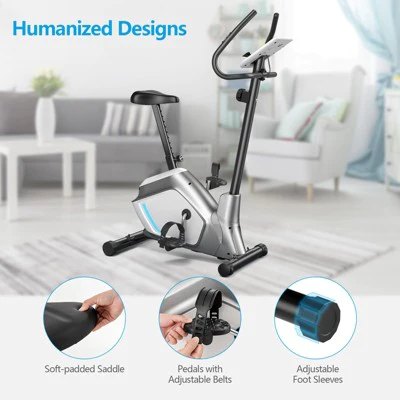 Costway 2-in-1 Exercise Bike Adjustable Magnetic Stationary Bike w/ LCD Screen 8 Magnetic Resistances