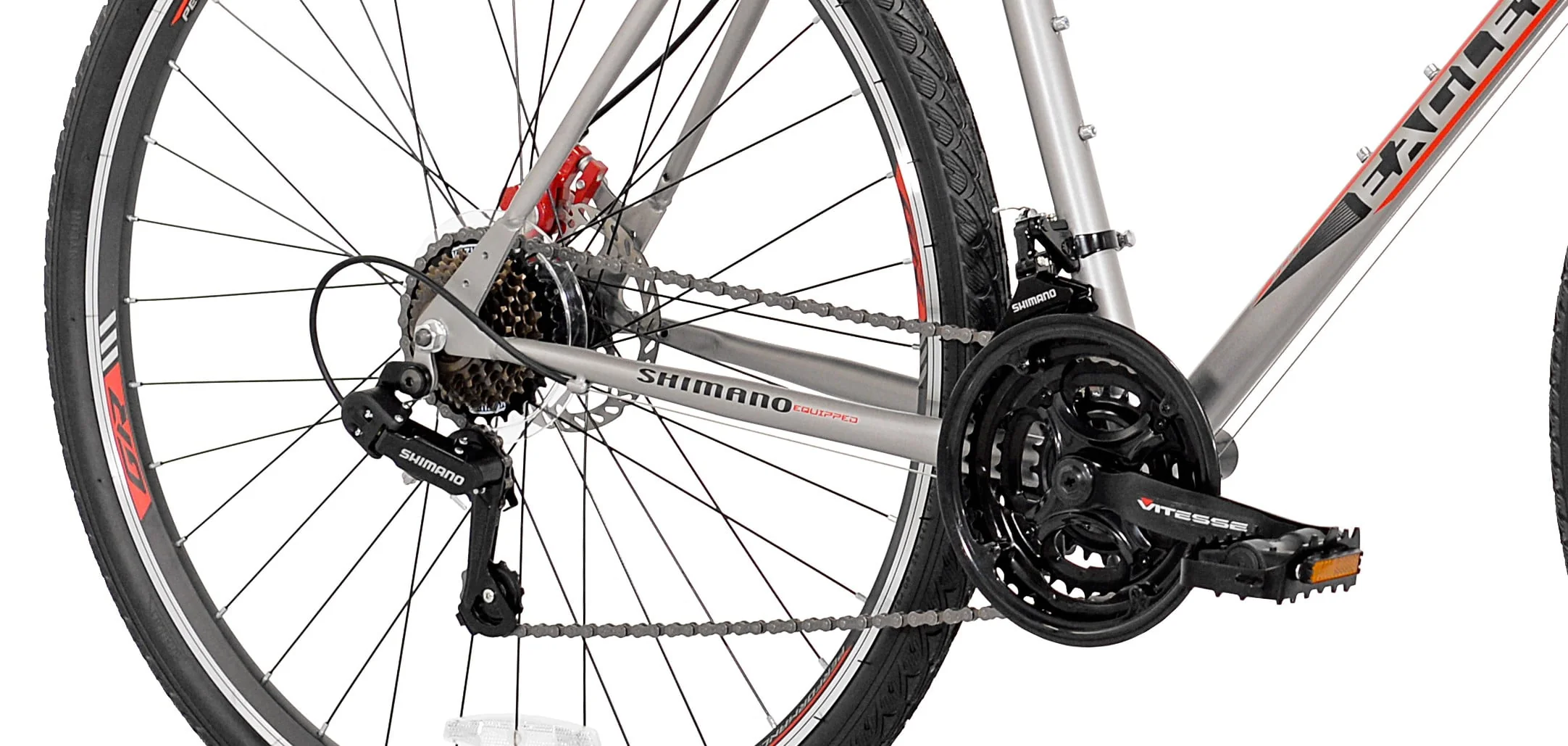 Kent Bicycles 700c Eagle Ridge Adventure Gravel Men's Large Bike, Silver, Red