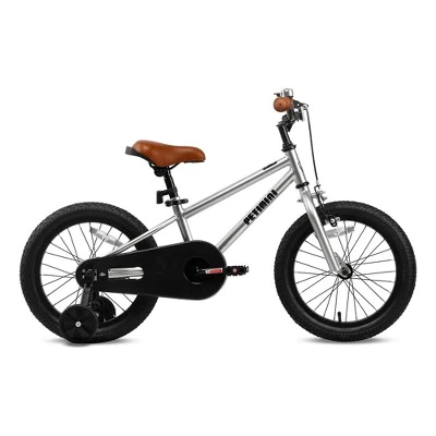 Petimini BP1001YD-5 16 Inch BMX Style Kids Bike with Removable Training Wheels and Rear Coaster Brakes for Kids 4-7 Years Old, Silver