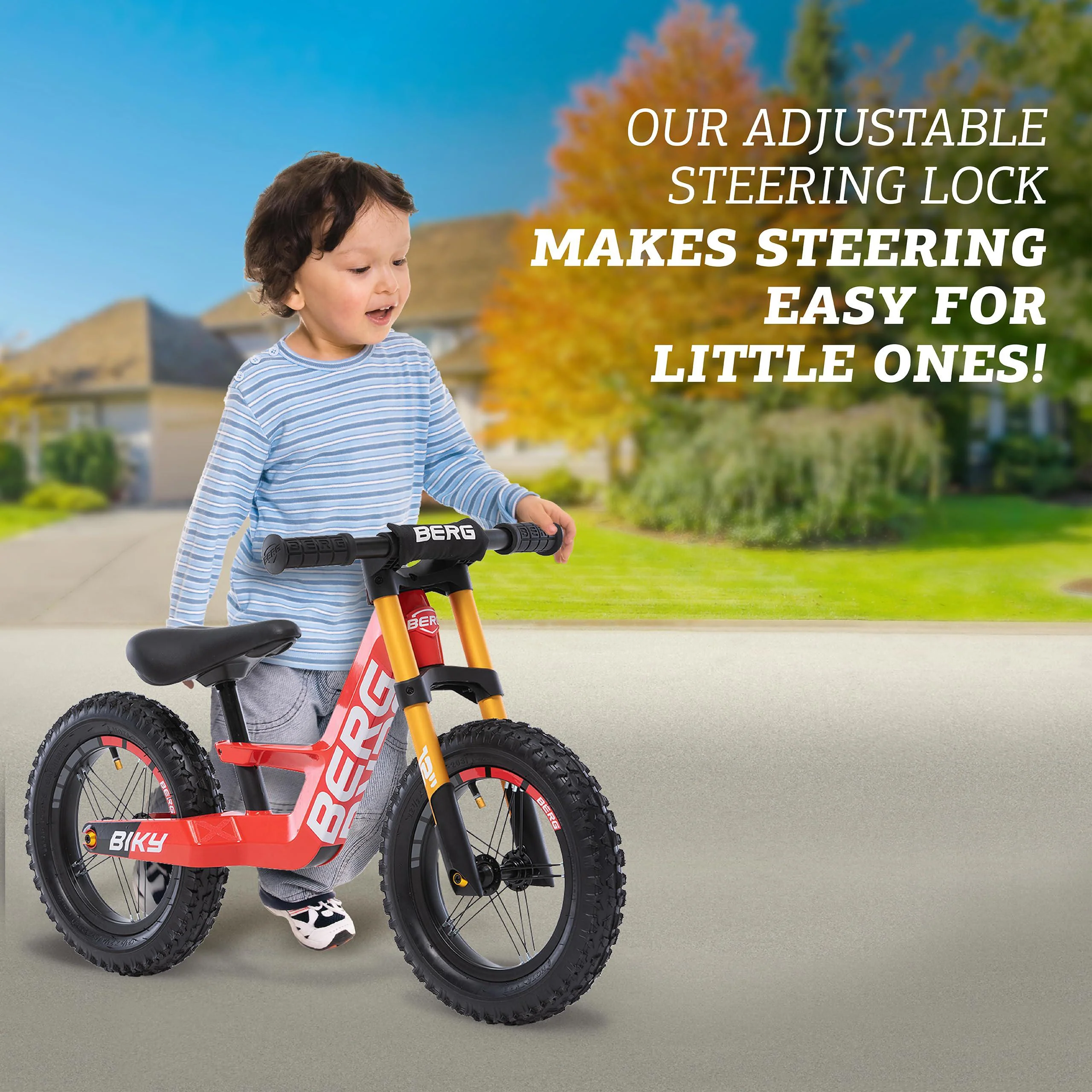 berg biky cross red balance bike - lightweight toddler bike - easy to use mini bike - ages 2-5