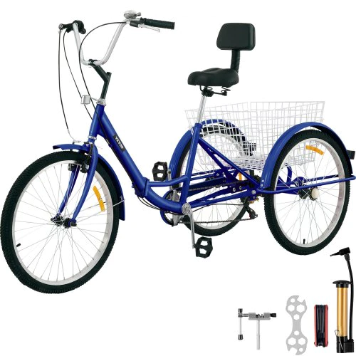 VEVOR Tricycle Adult 26’’ Wheels Adult Tricycle 7-Speed 3 Wheel Bikes For Adults Three Wheel Bike For Adults Adult Trike Adult