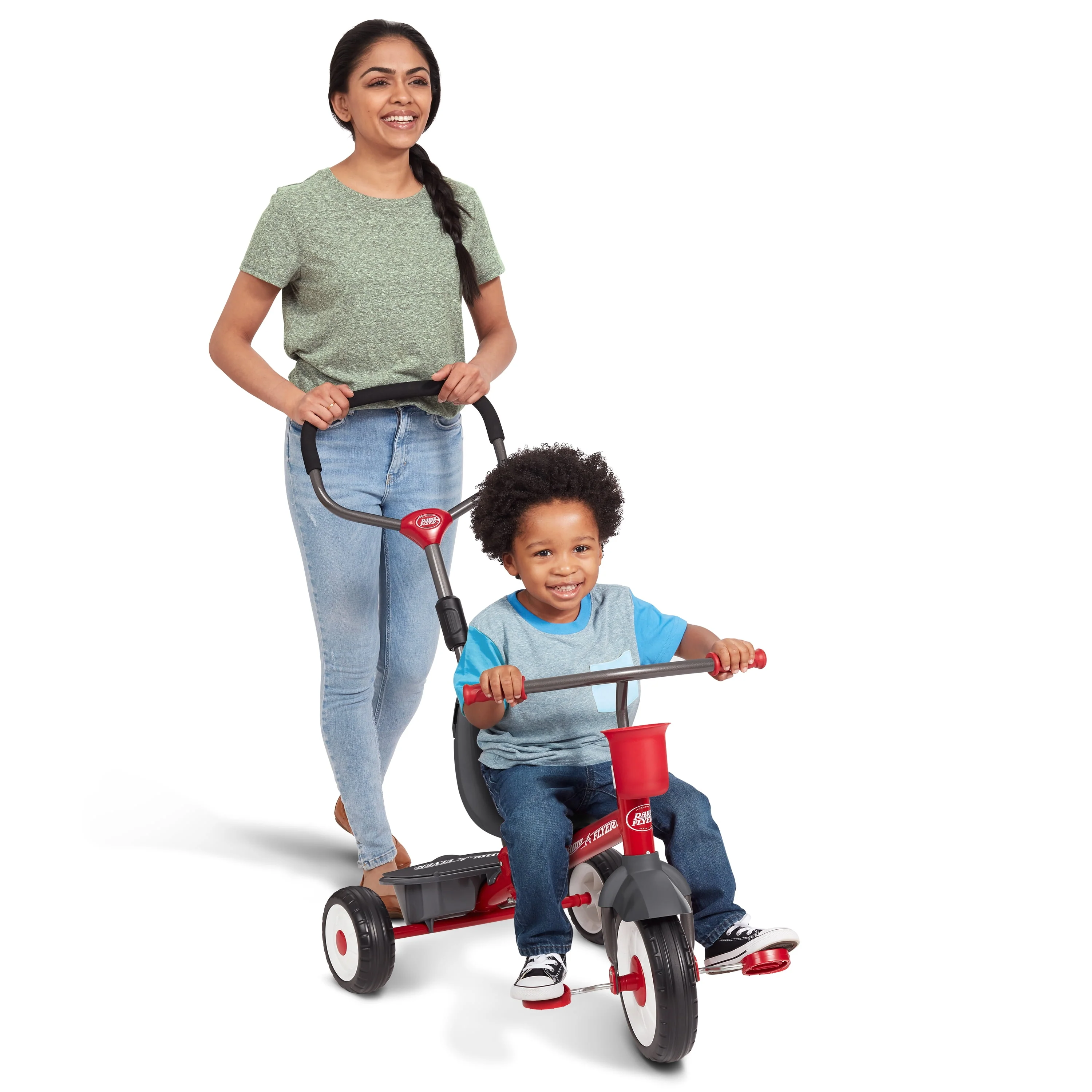Radio Flyer, 4-in-1 Stroll 'N Trike with Activity Tray, Red & Gray, Convertible Tricycle