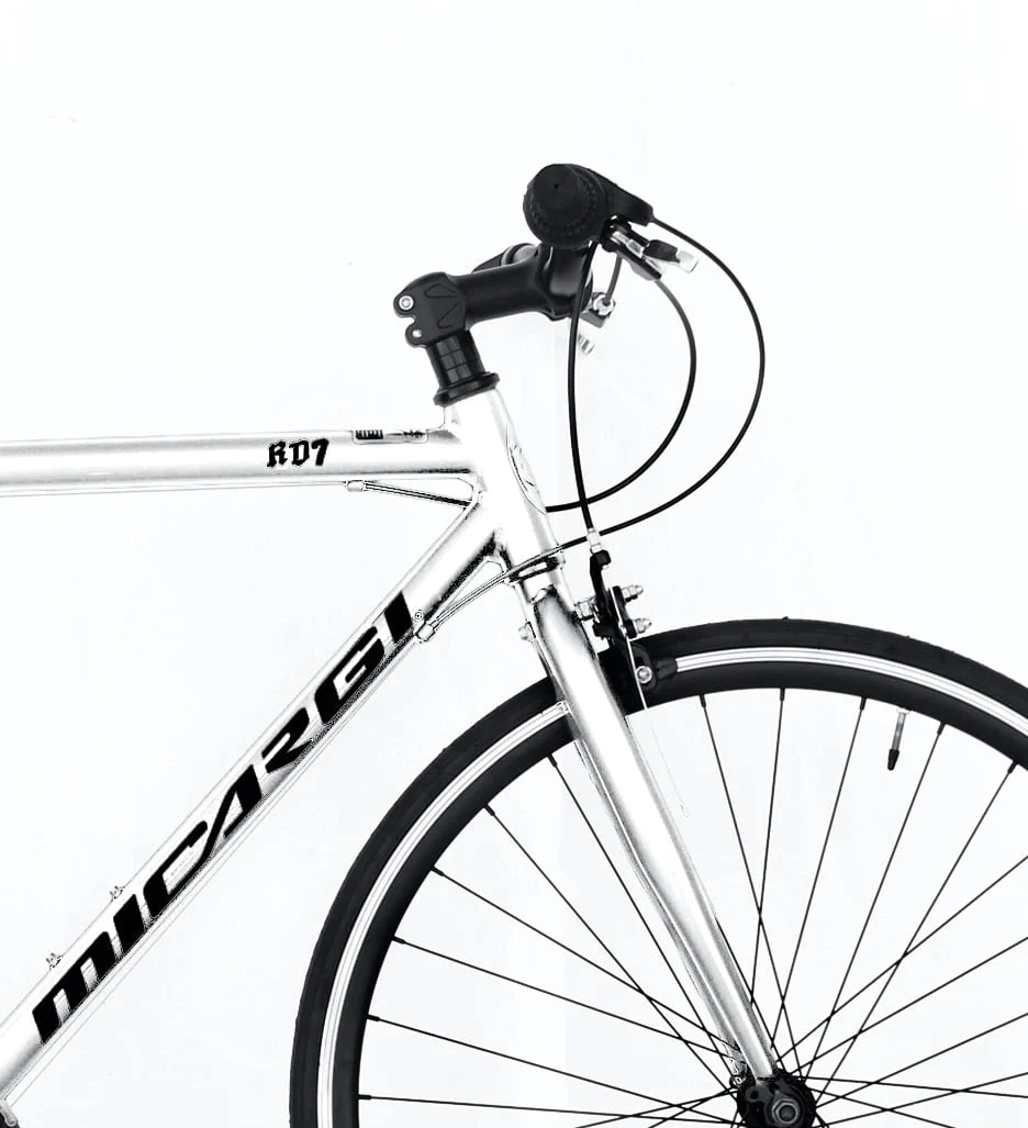 Wonder Wheels Road Bike 700C 53 cm Aluminum Frame White Shimano Tx-35 7 Speed Alloy Black Rims, Black Spokes 700C*1.5*14G*32H Tire: Black - White