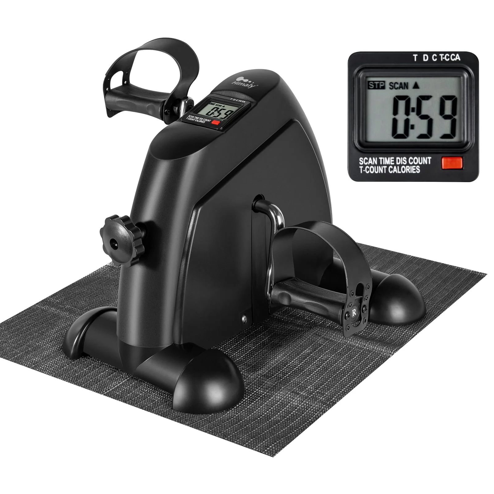 Himaly Mini Exercise Bike, Under Desk Bike Pedal Exerciser with LCD Screen Displays, 240 lbs Black Exercise Peddler