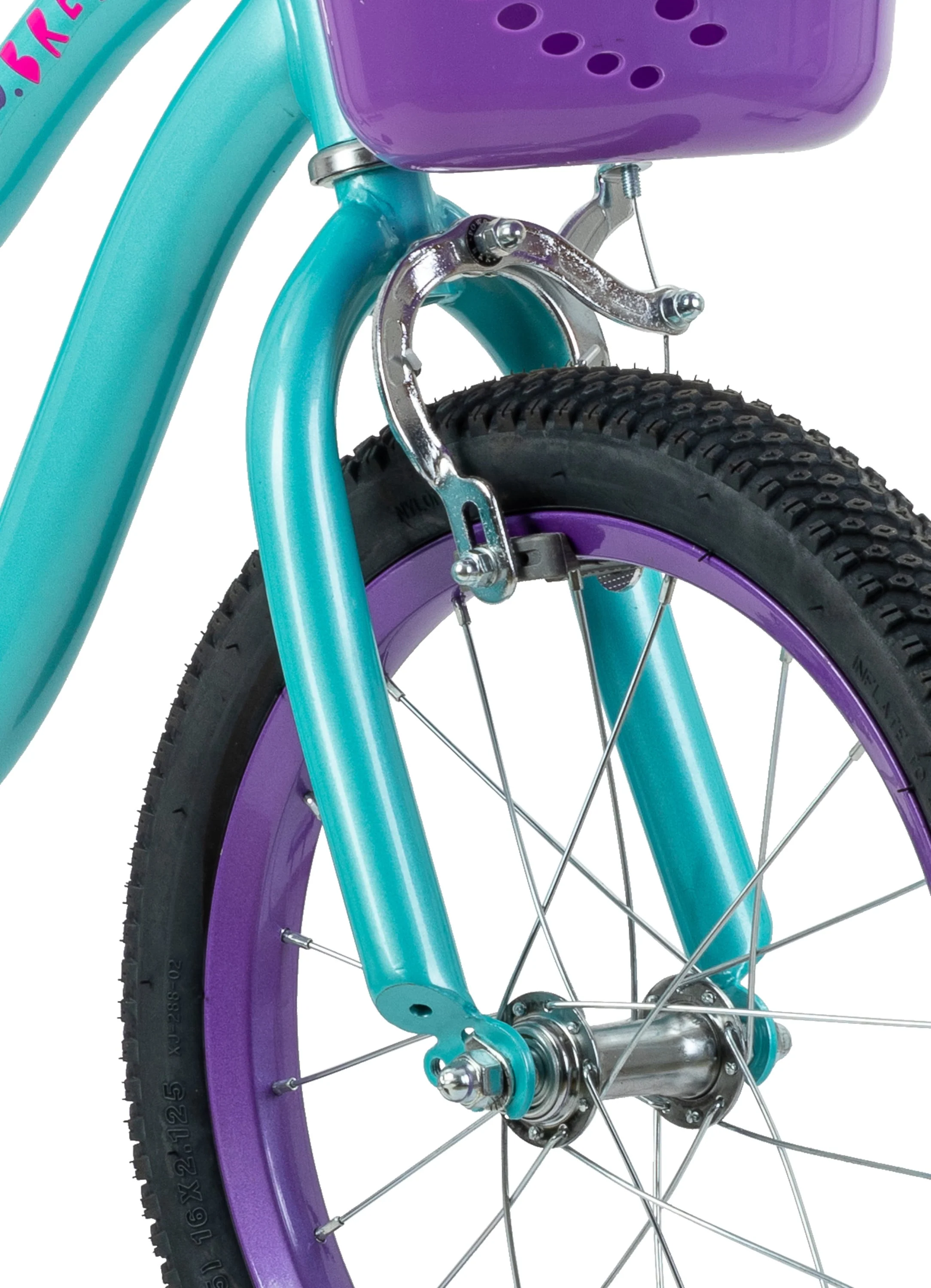 16-in. Breeze Girls Kids Bike with Basket, Teal & Purple