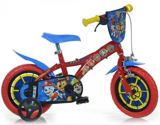 Dino Paw Patrol Kids Bike Single Speed Boys Bicycle w Stabilisers Red