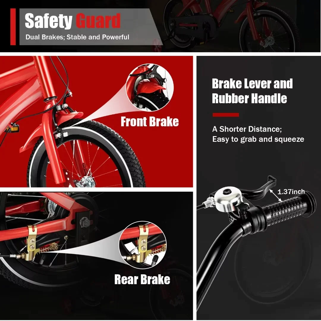 TFCFL 14 inch Kids Bike Bicycle Children Cycle Bikes Gift With With Safety Training Wheels