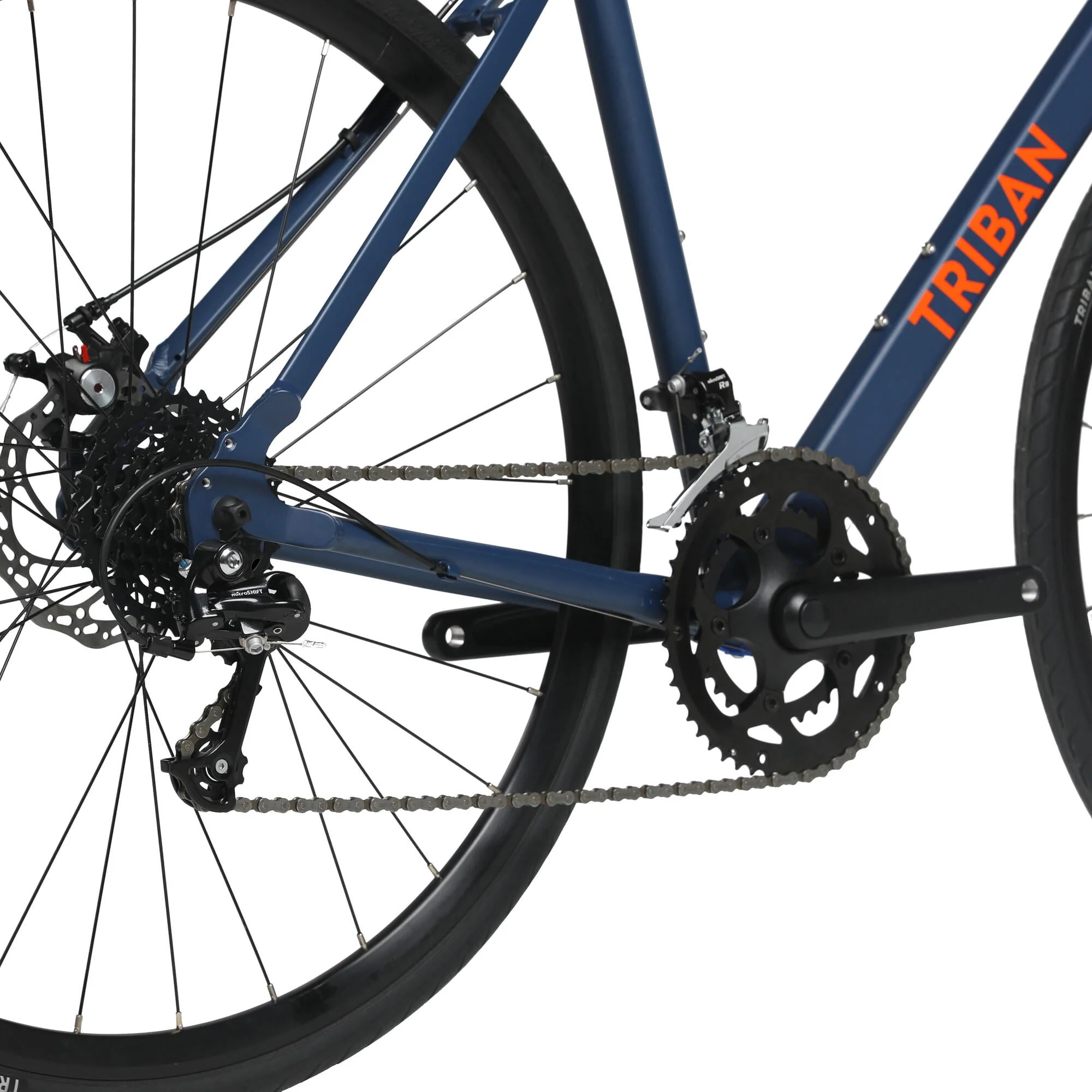 Decathlon Triban RC120, Aluminum Road Bike Flat Bar Disc Brakes, 700c, 16 Speed, Medium, Blue
