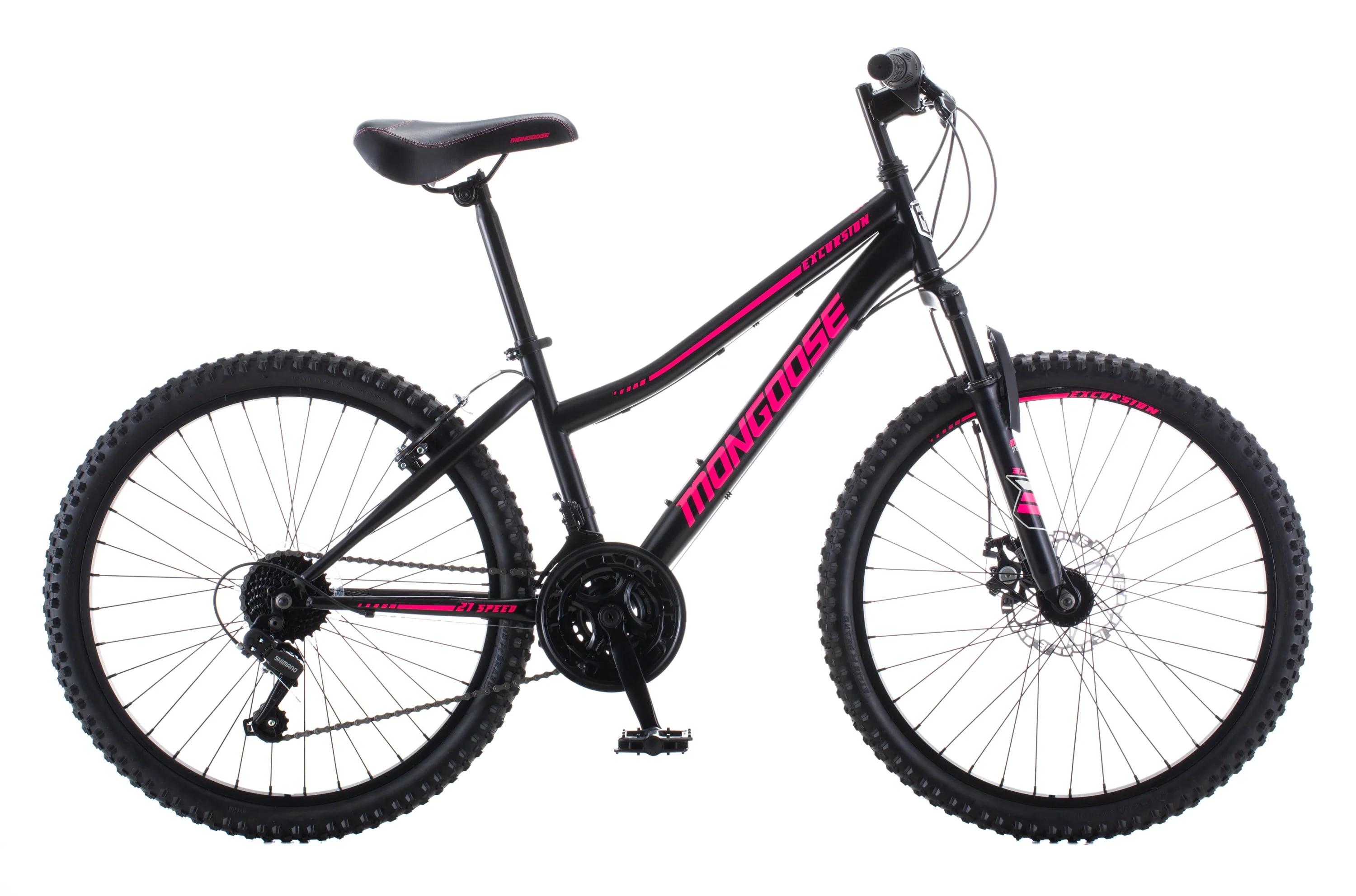 24-in. Excursion Unisex Mountain Bike, Black, 21 Speeds