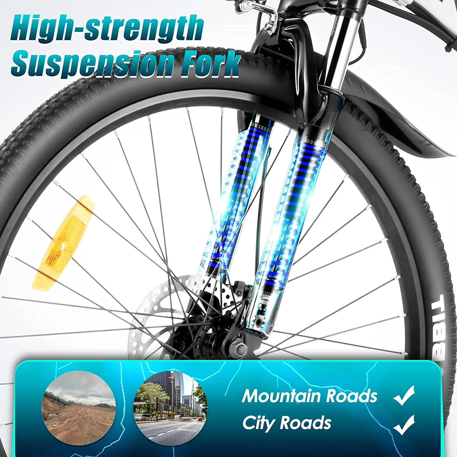 Vivi Electric Bike 26'' Folding Electric Mountain Bike 500W Full Suspension Electric Bike 21 Speed with Cruise Control, 48V Removable Battery, Up to 20MPH & 50 Miles