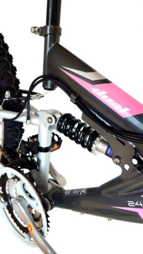 Basis Vogue Mountain Bike MTB Junior Girls Full Suspension 24" Wheel 6 Spd Grey