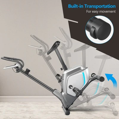 Costway 2-in-1 Exercise Bike Adjustable Magnetic Stationary Bike w/ LCD Screen 8 Magnetic Resistances
