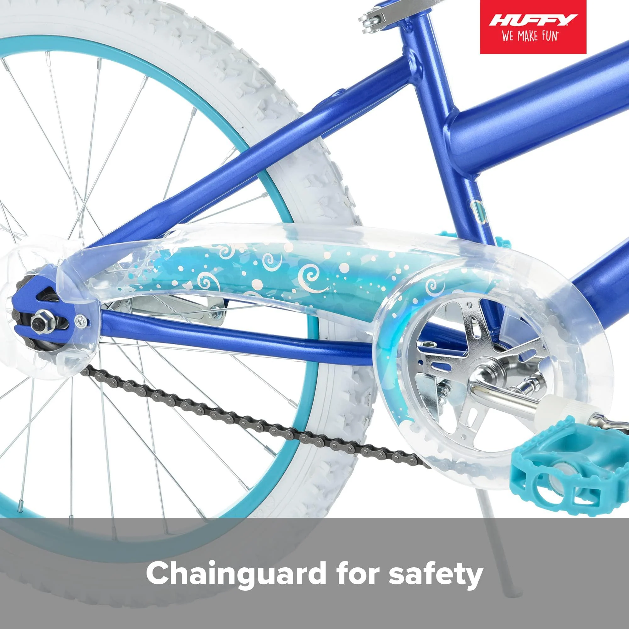 huffy illuminate 20 girls bike with kickstand, blue