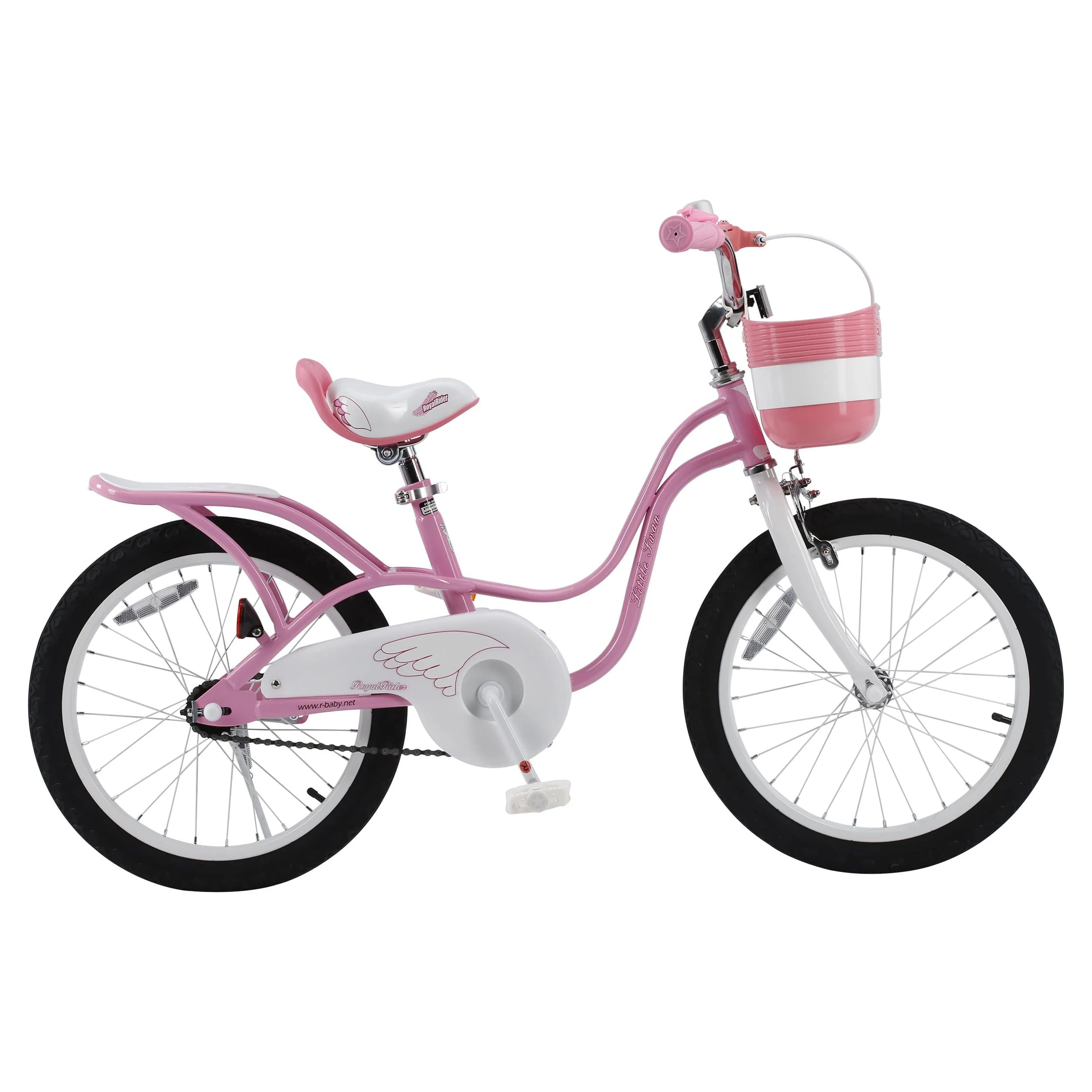 Royalbaby Little Swan Pink 18 In. Girl's Bicycle with Basket and Kickstand