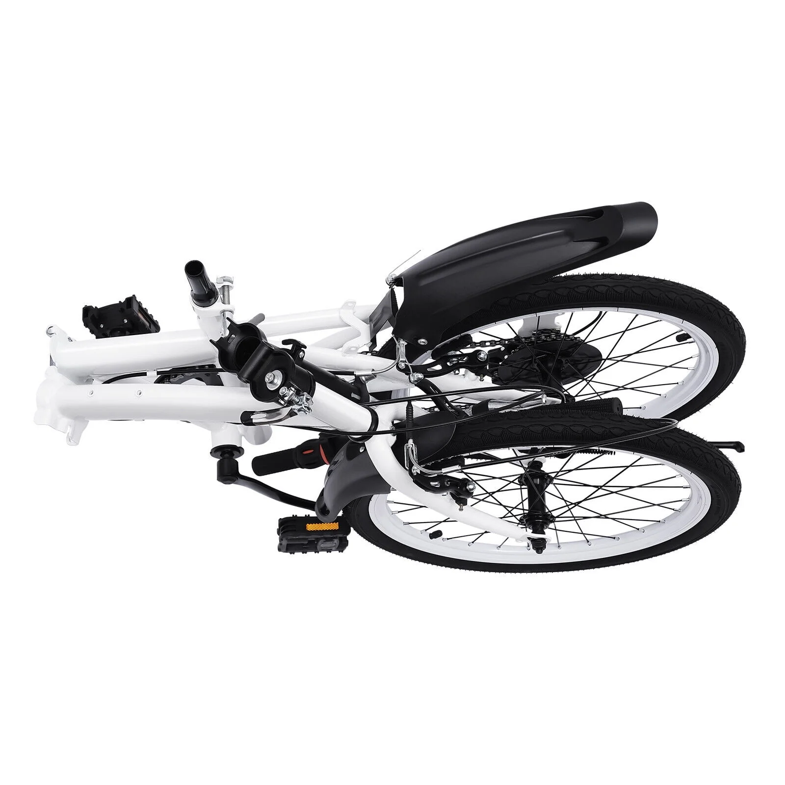 Oukaning 20 Inch Adult Bike 7 Speed Folding Bicycle Double V Brake Carbon Steel White