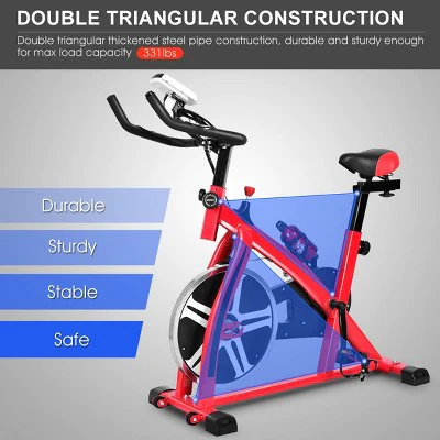 Costway Adjustable Exercise Bike Bicycle Cycling Cardio Fitness LCD w/ 18lb Flywheel