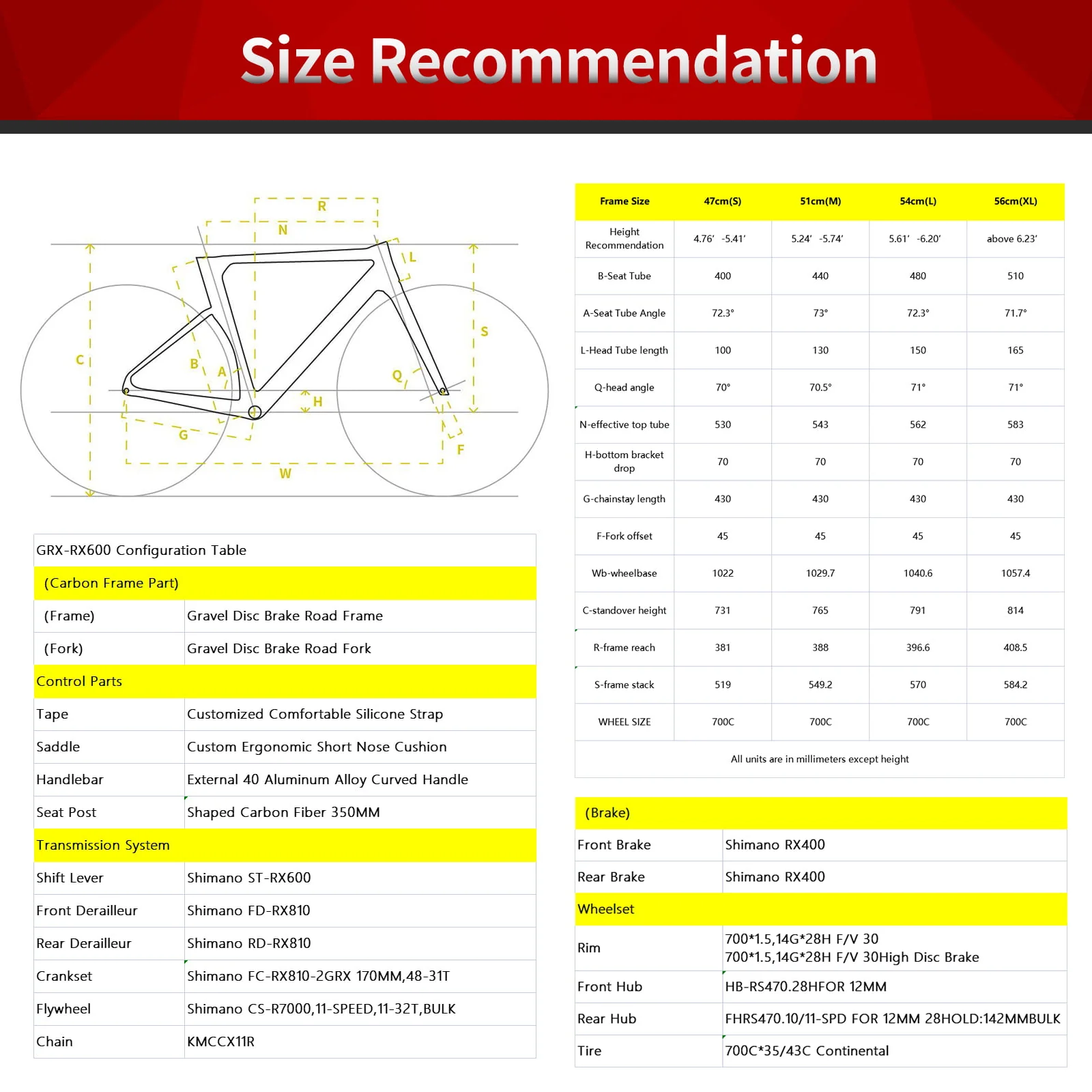 SAVADECK Carbon Gravel Road Bike,T800 Carbon Gravel Dis Brake Bicycle with Professional Adventure Shimano GRX600 11 Speed Groupset and Extra Wide Tires 700CX40C for Various Road.