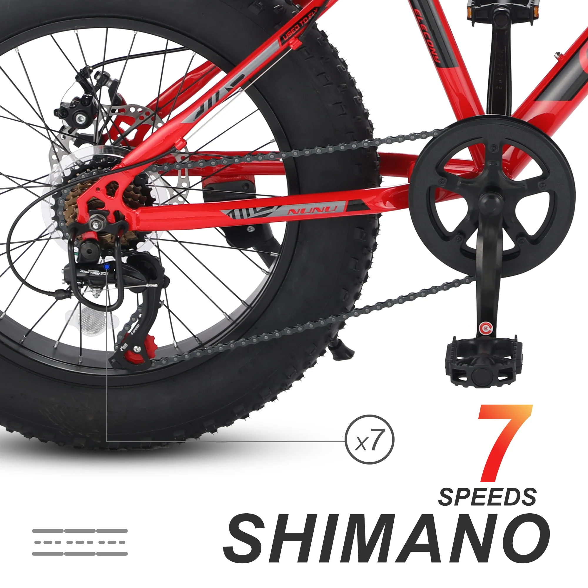 Elitezip 20 Inch Fat Tire Mountain Bike with Full Shimano 7 Speed, Mongoose Dolomite Fat Tire Bike with Dual Disc Brake, High-Carbon Steel Frame, Front Suspension, Urban Commuter City Bicycle