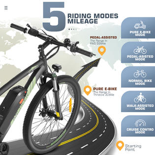 Ancheer 500W Adults Commuter E-Bike 27.5&s;&s; Mountain Bike,3 hours Fast Charge,48V Class 2,Removable 10.4Ah Battery,Colorful LCD Display