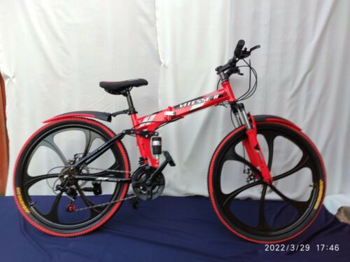 Childrens Kids 26" folding Mountain Bike Dual suspension bicycle, 21 speed