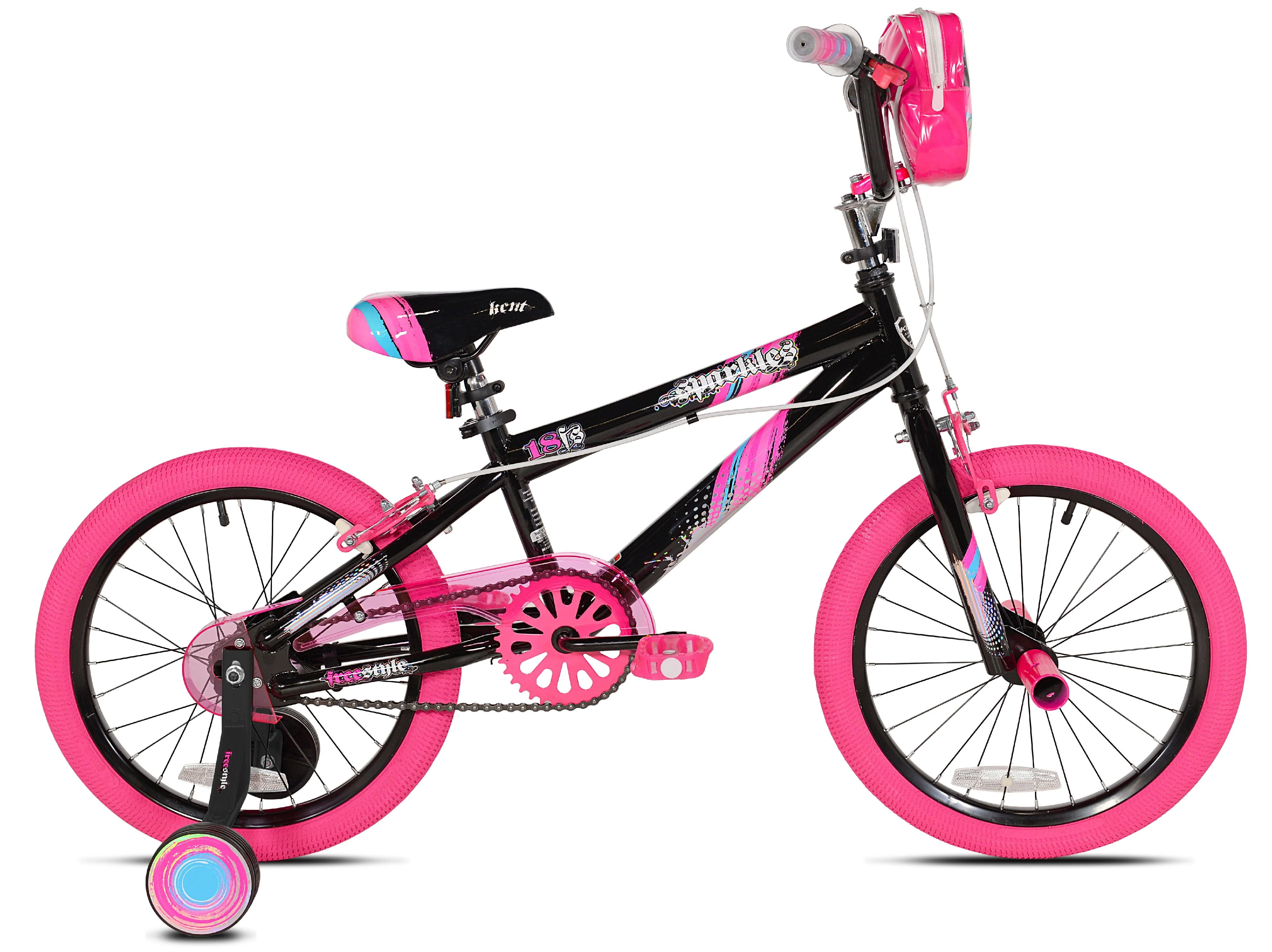 Kent Bicycles 18 inch Girl's Sparkles Bicycle, Black and Pink
