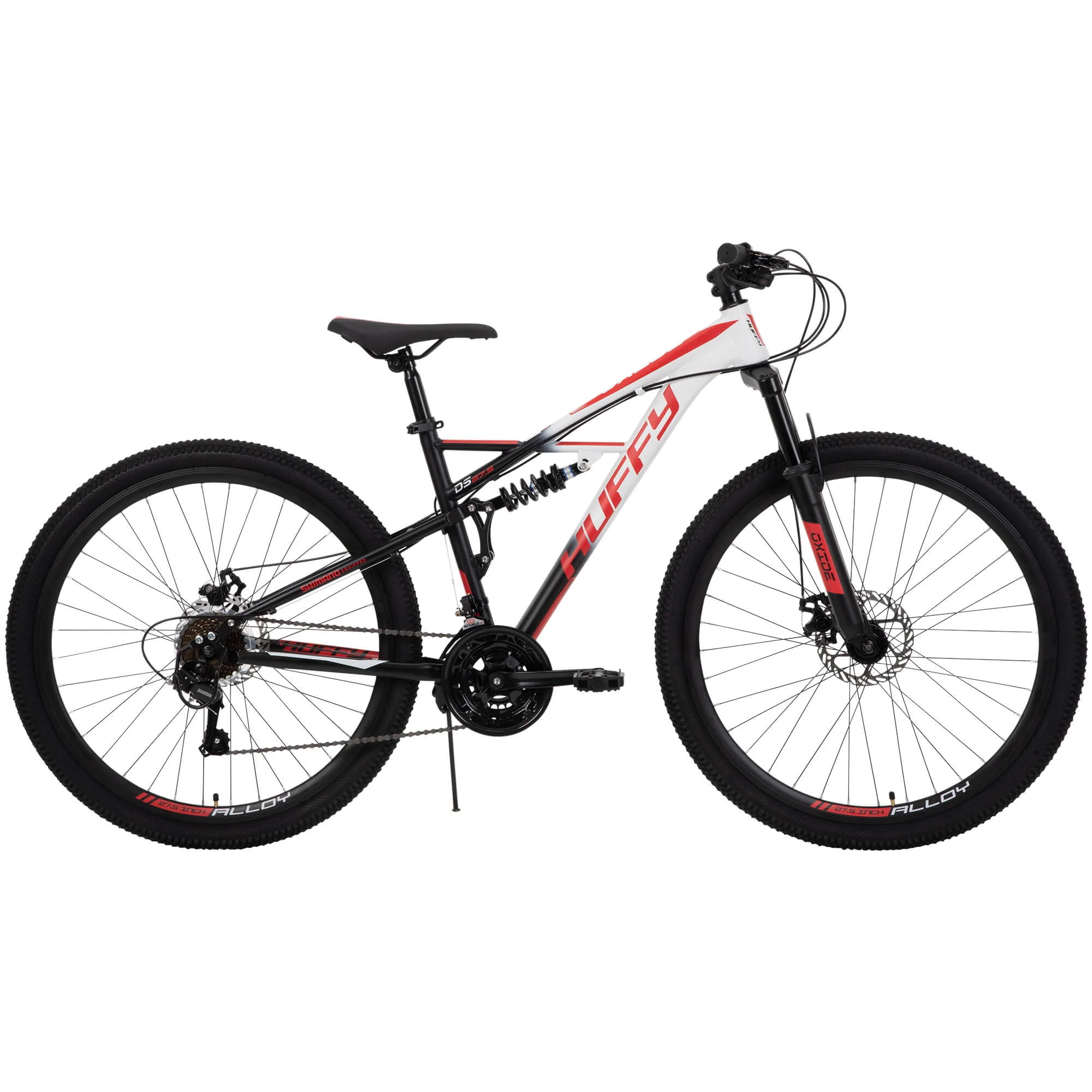 27.5 Inch Oxide Mens Mountain Bike, White - Dual Suspension 21-Speed