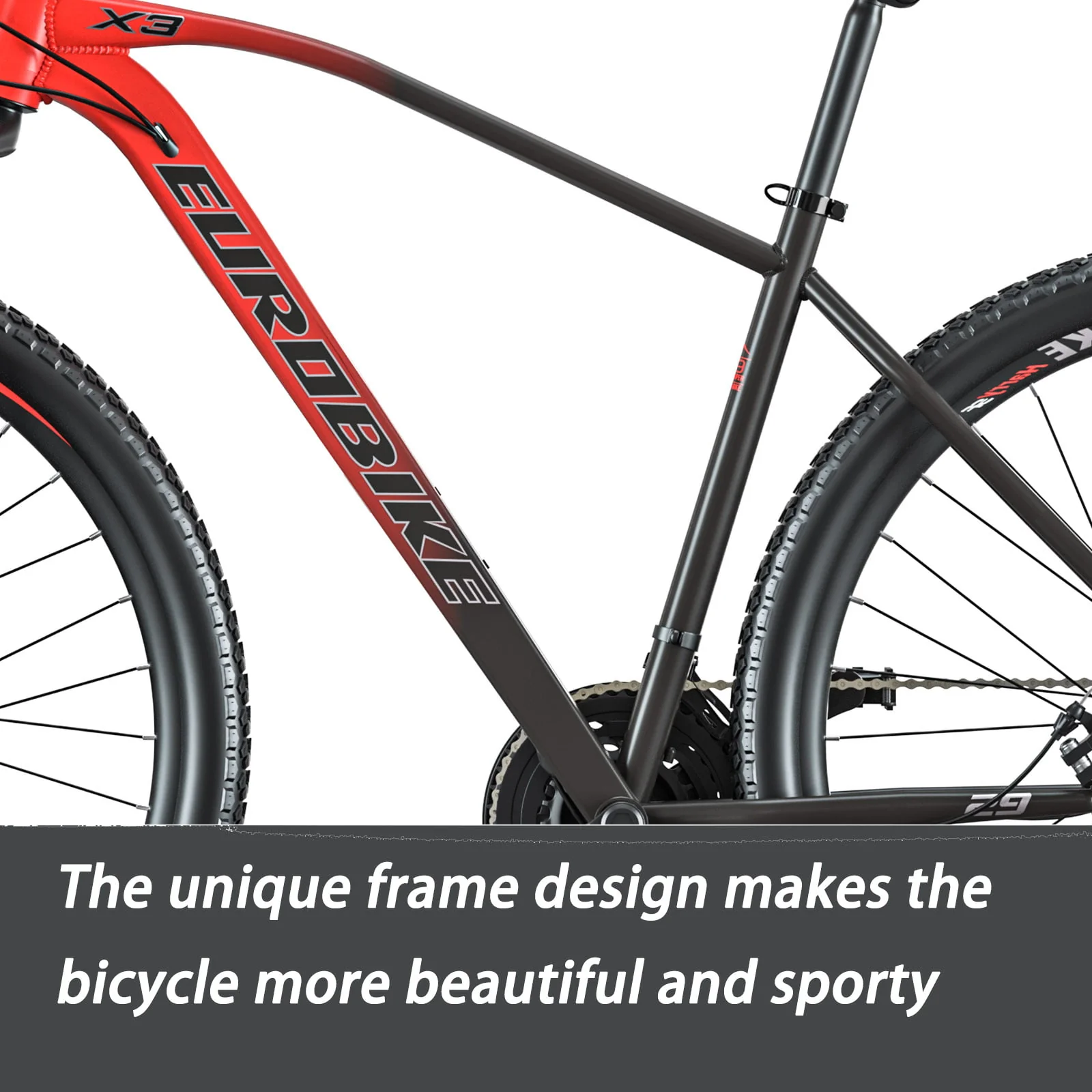 Eurobike X3 29” Mountain Bike 21 Speed Front Suspension Bicycle Men or Women Adults Red