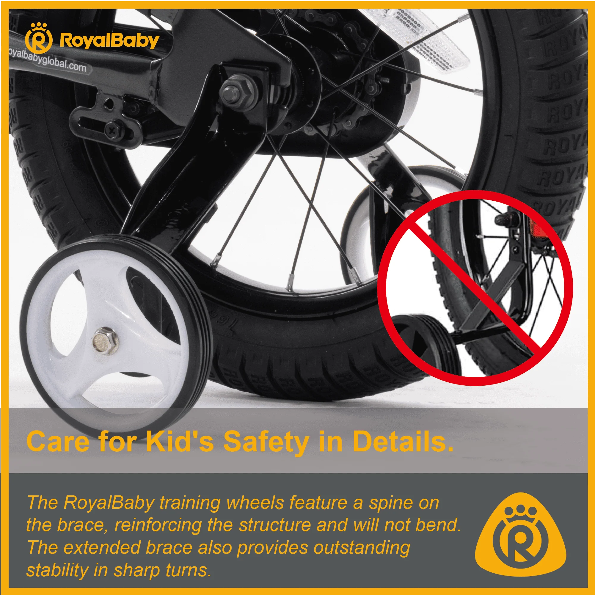 Royalbaby Boys Girls Kids Bike 16 In BMX Freestyle Black 2 Hand Brakes Bicycles with Training Wheels Child Bicycle